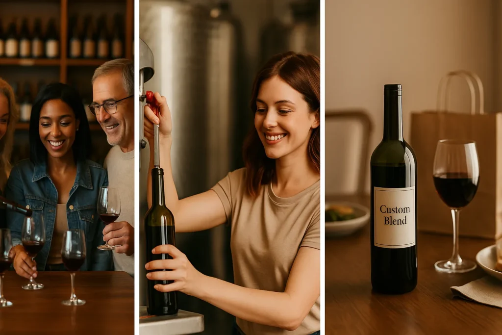 Steps for the custom wine making experience displayed
