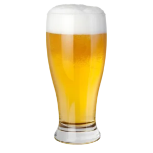 European light beer with golden color and clear finish