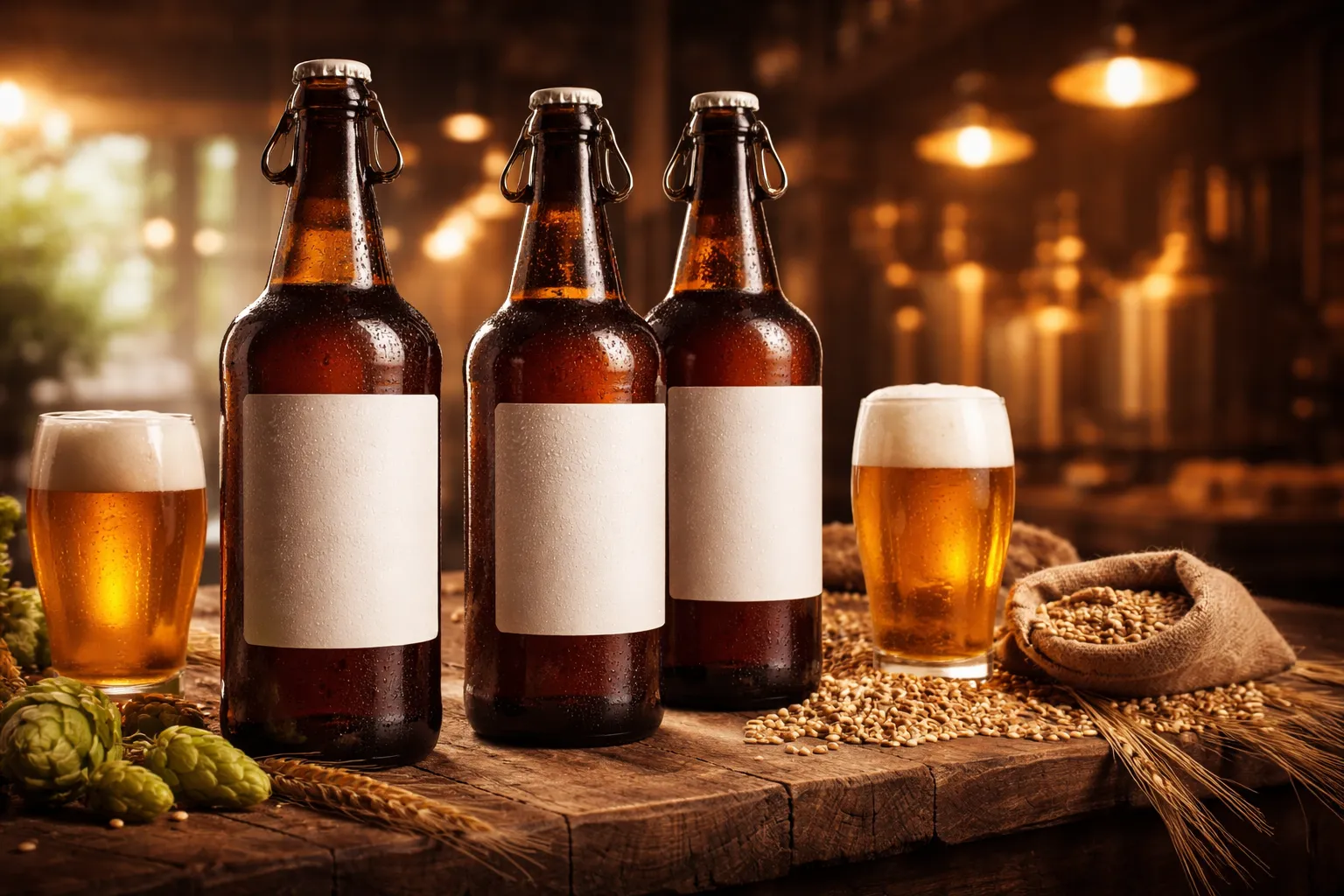 Displaying bottles of Vin Bon beer