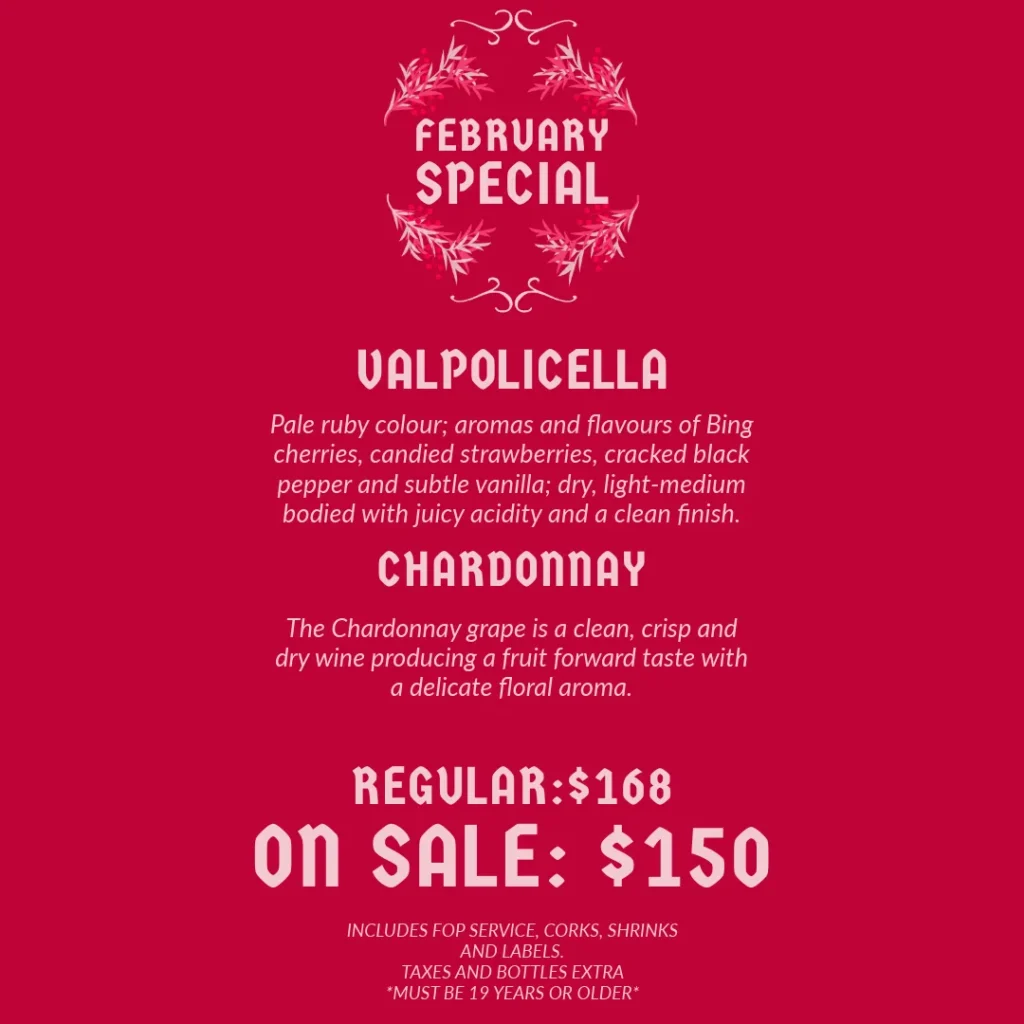 Valpolicella and Chardonnay Regular $168 on sale for $150