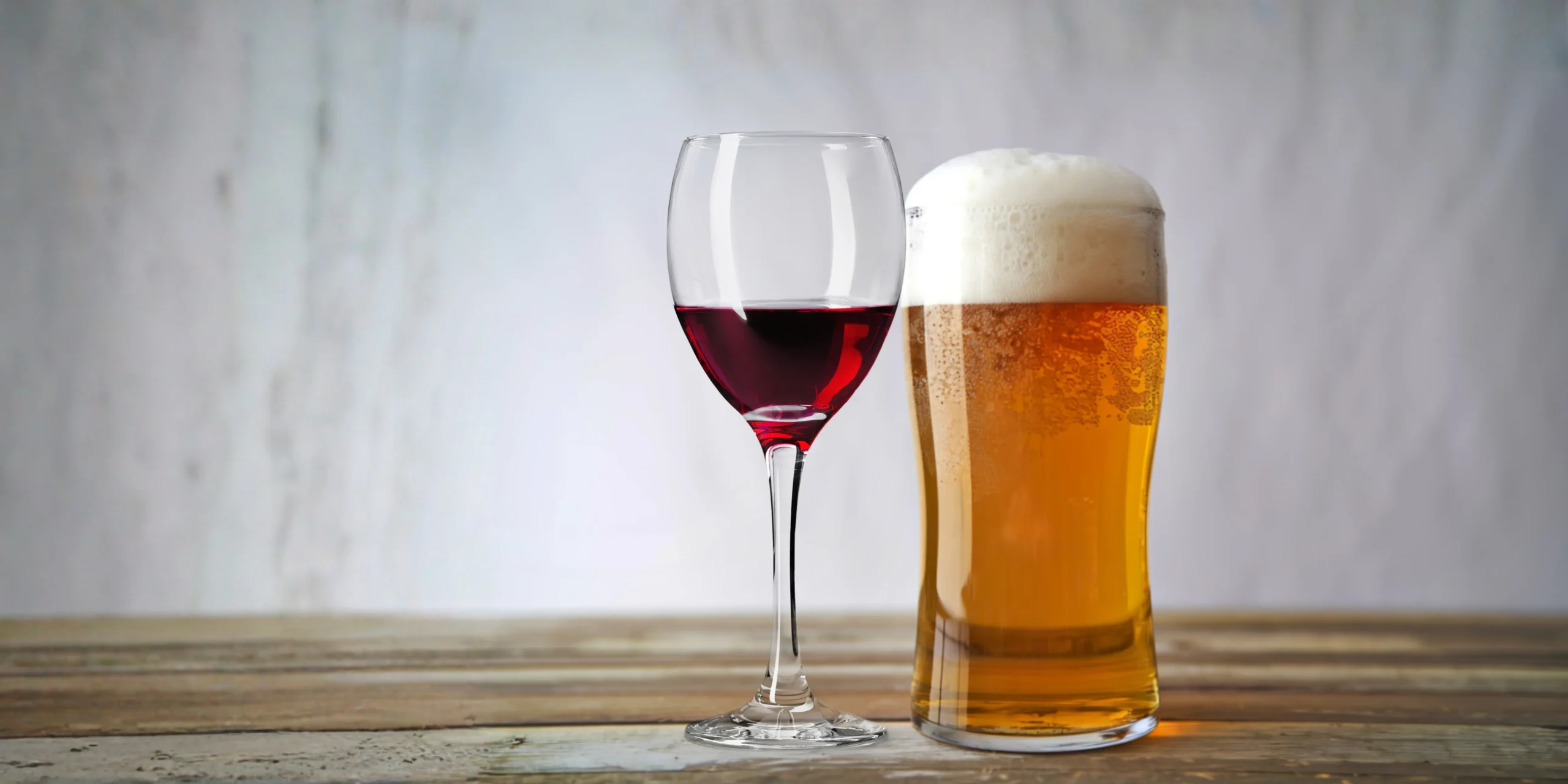 Vin Bon's beer and wine on table top