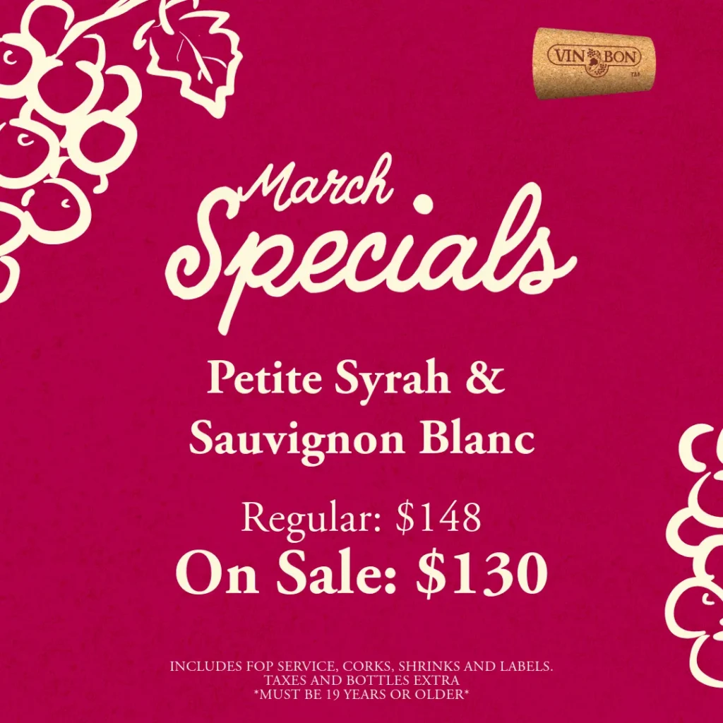 March Specials - Petite Syrah & Sauvignon Blanc on sale for $130