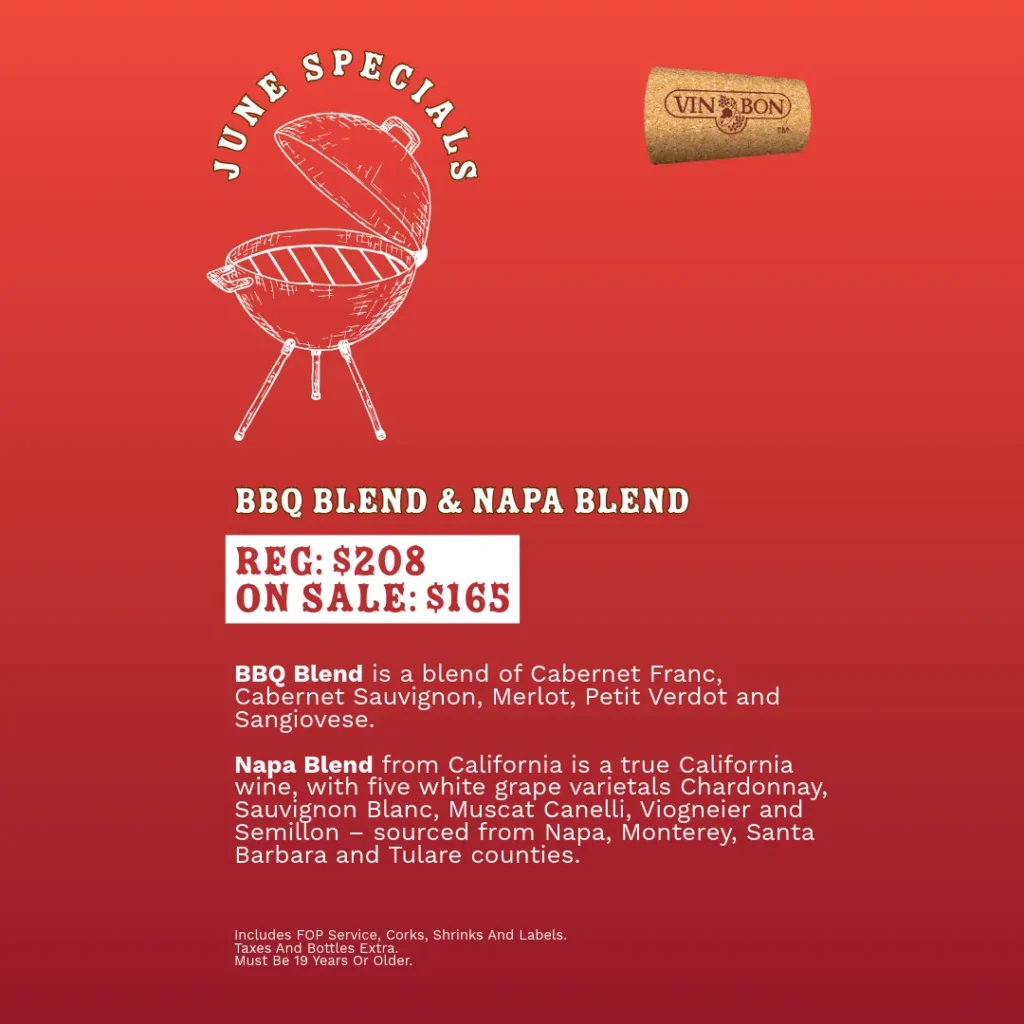 Specials - BBQ and Napa Blend Regular $208 on Sale for $165